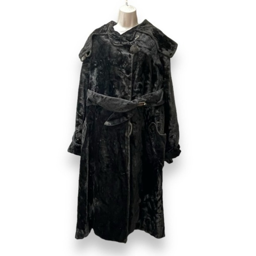 Rare 1920’s Flapper Jacket Black Velvet Plush Faux Fur Coat No Leather Art Deco - Picture 1 of 16